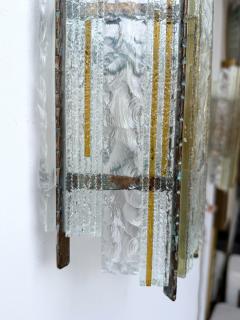  Longobard Pair of Hammered Glass Wrought Iron Sconces by Longobard Italy 1970s - 4601907