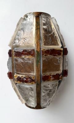  Longobard Pair of Hammered Glass Wrought Iron Sconces by Longobard Italy 1970s - 4603069