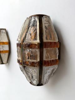  Longobard Pair of Hammered Glass Wrought Iron Sconces by Longobard Italy 1970s - 4603074