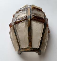  Longobard Pair of Hammered Glass Wrought Iron Sconces by Longobard Italy 1970s - 4603078