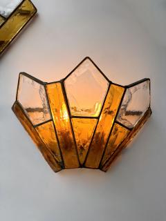  Longobard Pair of Hammered Glass Wrought Iron Sconces by Longobard Italy 1970s - 4697550