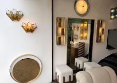  Longobard Pair of Hammered Glass Wrought Iron Sconces by Longobard Italy 1970s - 4697552