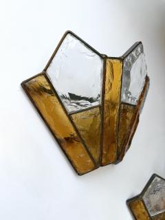  Longobard Pair of Hammered Glass Wrought Iron Sconces by Longobard Italy 1970s - 4697553