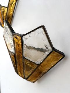  Longobard Pair of Hammered Glass Wrought Iron Sconces by Longobard Italy 1970s - 4697555