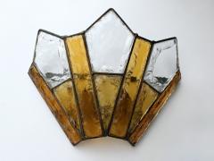  Longobard Pair of Hammered Glass Wrought Iron Sconces by Longobard Italy 1970s - 4697557