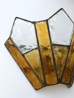  Longobard Pair of Hammered Glass Wrought Iron Sconces by Longobard Italy 1970s - 4697558
