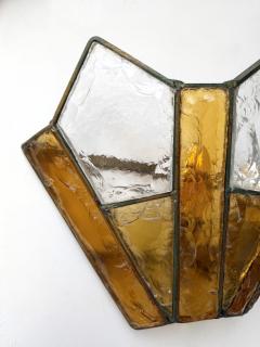  Longobard Pair of Hammered Glass Wrought Iron Sconces by Longobard Italy 1970s - 4697560