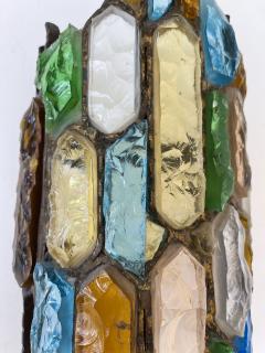  Longobard Pair of Hammered Glass and Gilt Iron Sconces by Longobard Italy 1970s - 1972499