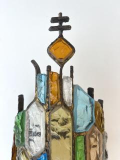  Longobard Pair of Hammered Glass and Gilt Iron Sconces by Longobard Italy 1970s - 1972504