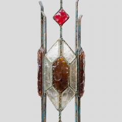  Longobard Pair of Hammered Glass on wrought Wall Lights By Longobard - 4641808