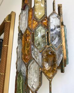  Longobard Pair of Sconces Hammered Glass by Longobard Italy 1970s - 626966