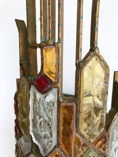  Longobard Pair of Sconces Hammered Glass by Longobard Italy 1970s - 626967