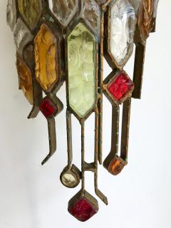  Longobard Pair of Sconces Hammered Glass by Longobard Italy 1970s - 626968