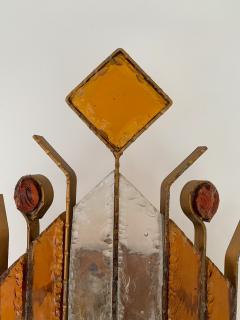  Longobard Sconce Hammered Glass by Longobard Italy 1970s - 1395800
