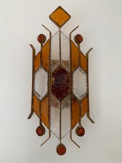  Longobard Sconce Hammered Glass by Longobard Italy 1970s - 1395801
