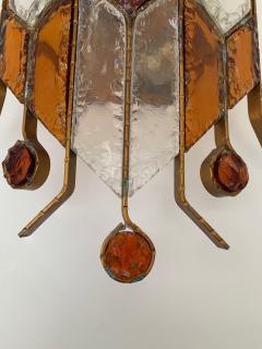  Longobard Sconce Hammered Glass by Longobard Italy 1970s - 1395802