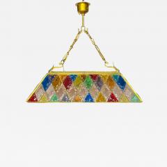  Longobard Wrought Iron Hammered Glass Chandelier by Longobard Italy 1970s - 3153914