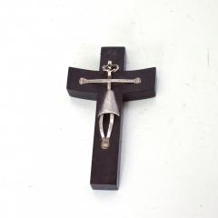  Los Castillo 1940s Los Castillo Abstract Cross Thick Mahogany Wood Sterling Silver Mexico - 2000098