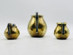  Los Castillo 1950s Los Castillo Taxco Brass Stone Inlaid Tea Set Mexican Modernism - 4714300