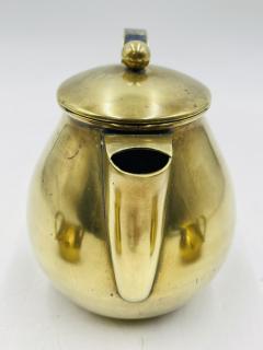  Los Castillo 1950s Los Castillo Taxco Brass Stone Inlaid Tea Set Mexican Modernism - 4714307
