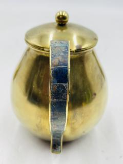  Los Castillo 1950s Los Castillo Taxco Brass Stone Inlaid Tea Set Mexican Modernism - 4714308