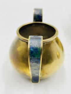  Los Castillo 1950s Los Castillo Taxco Brass Stone Inlaid Tea Set Mexican Modernism - 4714310