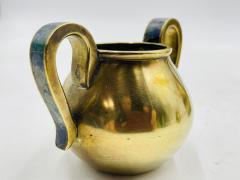  Los Castillo 1950s Los Castillo Taxco Brass Stone Inlaid Tea Set Mexican Modernism - 4714312