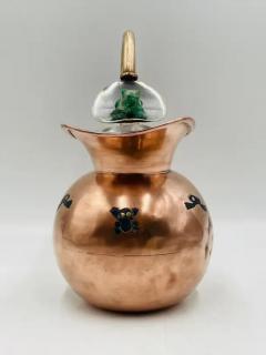  Los Castillo Copper Silver Stone Pitcher by Los Castillo Mexico 1960s Signed  - 3609623