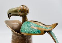  Los Castillo Hammered Copper Turquoise Inlay Toucan Water Pitcher by Alfredo Villasa a - 4714387