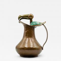  Los Castillo Hammered Copper Turquoise Inlay Toucan Water Pitcher by Alfredo Villasa a - 4716786