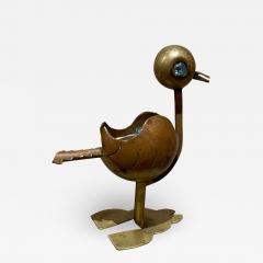  Los Castillo Los Castillo Cute Small Bird Brass Ashtray Turquoise Eye MEXICO 1960s Vintage - 2063871