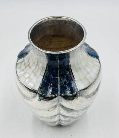  Los Castillo Los Castillo Studio Vase with Inlay and Hammered Finish Mexico 1970s - 4220230