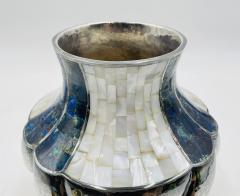 Los Castillo Los Castillo Studio Vase with Inlay and Hammered Finish Mexico 1970s - 4220232