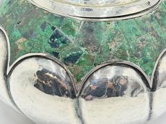  Los Castillo Los Castillo Taxco Malachite Silver Plate Lidded Bowl Mexican Modernist Silver - 4712362