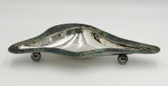 Los Castillo Los Castillo Taxco Modernist Silver Plate Malachite Lapis Centerpiece Bowl - 4712432