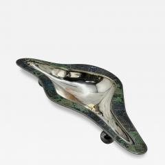  Los Castillo Los Castillo Taxco Modernist Silver Plate Malachite Lapis Centerpiece Bowl - 4714138