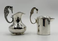  Los Castillo Los Castillo Taxco Seahorse Silver Plate Creamer Sugar Set Mexico 1950s - 4734763