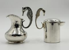  Los Castillo Los Castillo Taxco Seahorse Silver Plate Creamer Sugar Set Mexico 1950s - 4734765