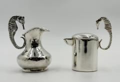  Los Castillo Los Castillo Taxco Seahorse Silver Plate Creamer Sugar Set Mexico 1950s - 4734766