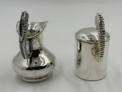  Los Castillo Los Castillo Taxco Seahorse Silver Plate Creamer Sugar Set Mexico 1950s - 4734768