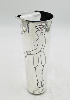  Los Castillo Los Castillo Taxco Silver Plate Aztec Figural Cocktail Pitcher Mexico 1960s - 4714483