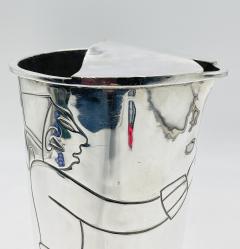  Los Castillo Los Castillo Taxco Silver Plate Aztec Figural Cocktail Pitcher Mexico 1960s - 4714484
