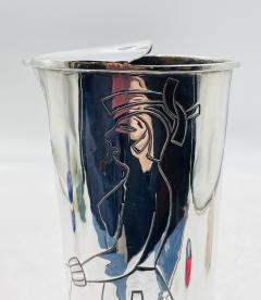  Los Castillo Los Castillo Taxco Silver Plate Aztec Figural Cocktail Pitcher Mexico 1960s - 4714489