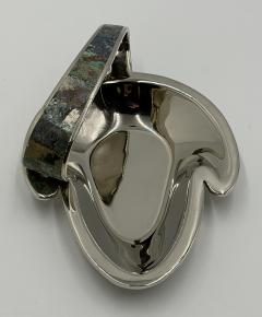  Los Castillo Los Castillo Taxco Silver Plate Malachite Lapis Catchall Dish Mexico 1960s - 4711978