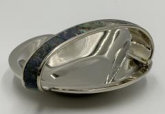  Los Castillo Los Castillo Taxco Silver Plate Malachite Lapis Catchall Dish Mexico 1960s - 4711980