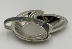  Los Castillo Los Castillo Taxco Silver Plate Malachite Lapis Catchall Dish Mexico 1960s - 4711981
