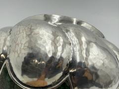  Los Castillo Los Castillo Taxco Silver Plate Malachite Lidded Bowl Mexico 1960s - 4711918