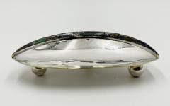  Los Castillo Los Castillo Taxco Silver Plate Tripod Catchall with Lapis Azurite Stone Inlay - 4711967