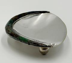  Los Castillo Los Castillo Taxco Silver Plate Tripod Catchall with Lapis Azurite Stone Inlay - 4711969