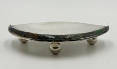  Los Castillo Los Castillo Taxco Silver Plate Tripod Catchall with Lapis Azurite Stone Inlay - 4711971
